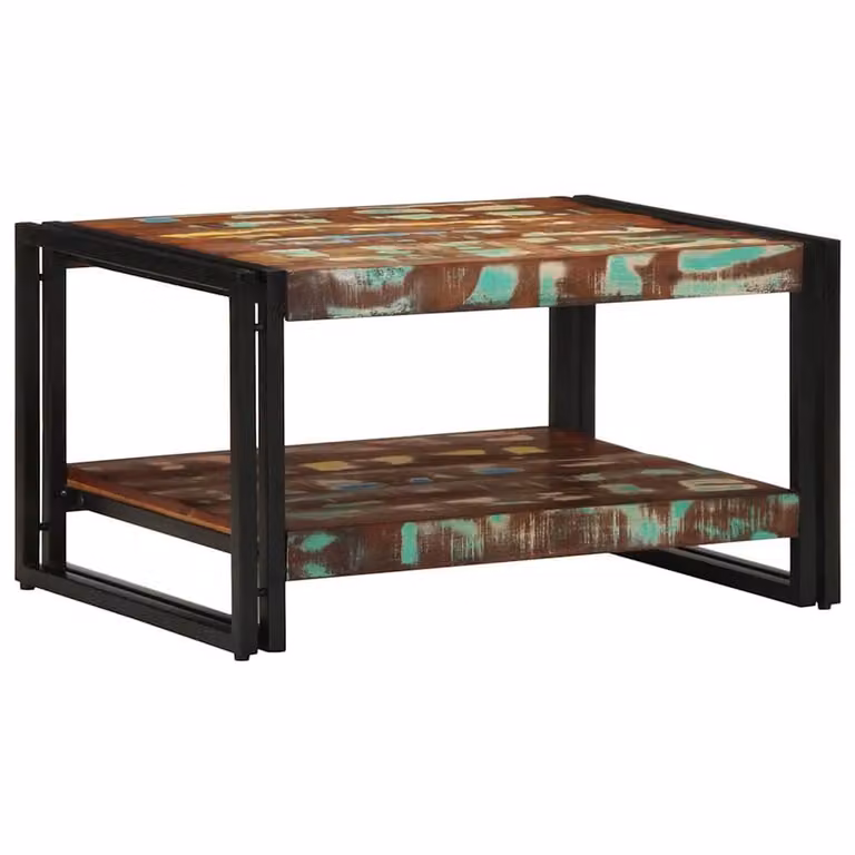 Berkfield Home Multicolour Reclaimed Solid Wood Coffee Table, W: 70 cm, D: 50 cm, H: 38 cm