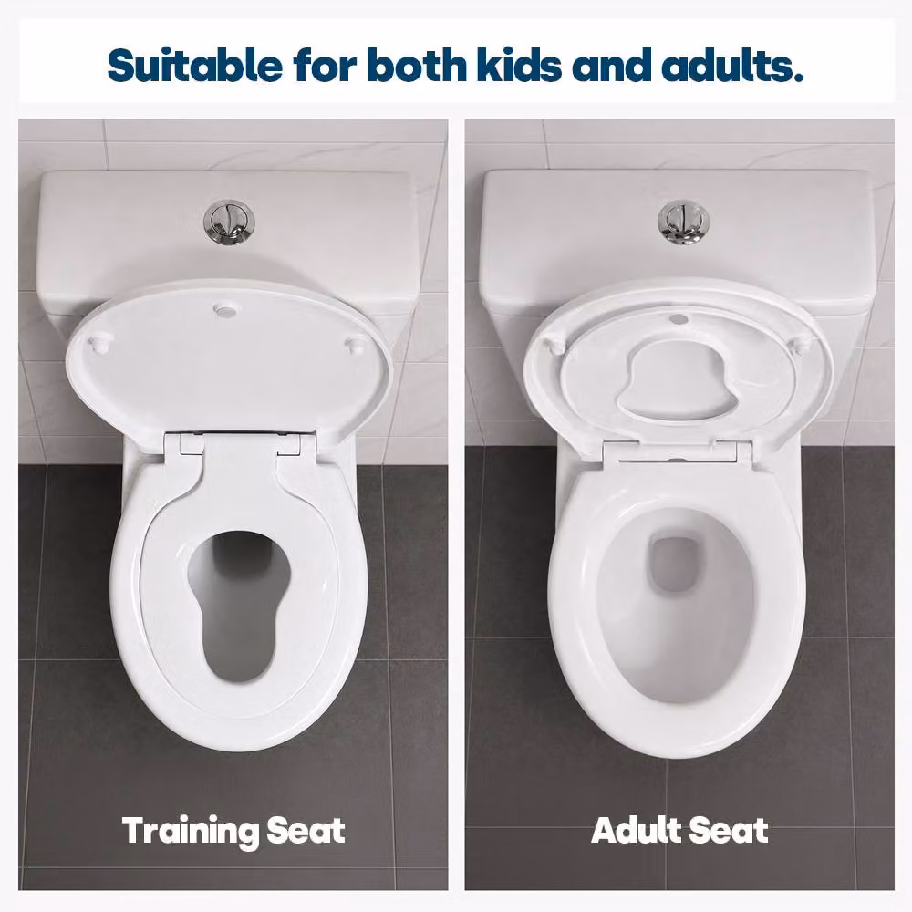 LIVIVO Oval Soft Close Toilet Seat in White with Quick Release Button – 4