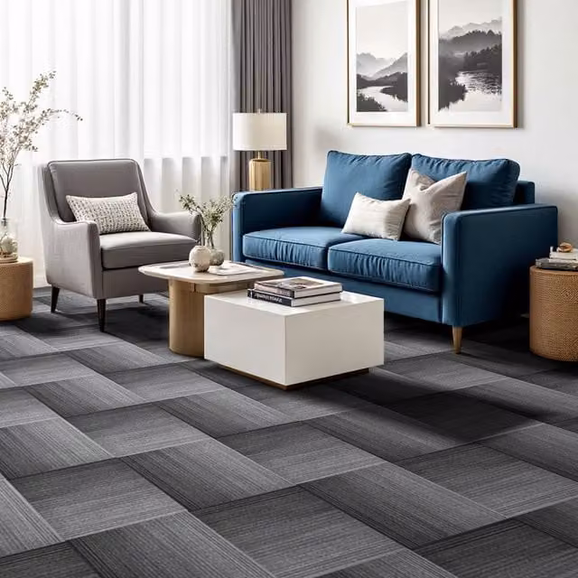Lifeideas 20-Pack Modern Polypropylene Gradient Carpet Tiles in Grey