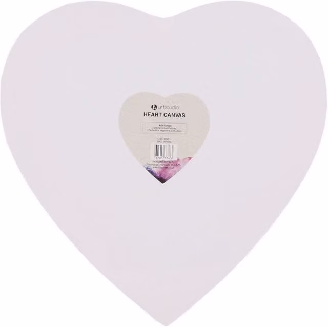 Art Studio Heart Canvas in White Cotton and Wood