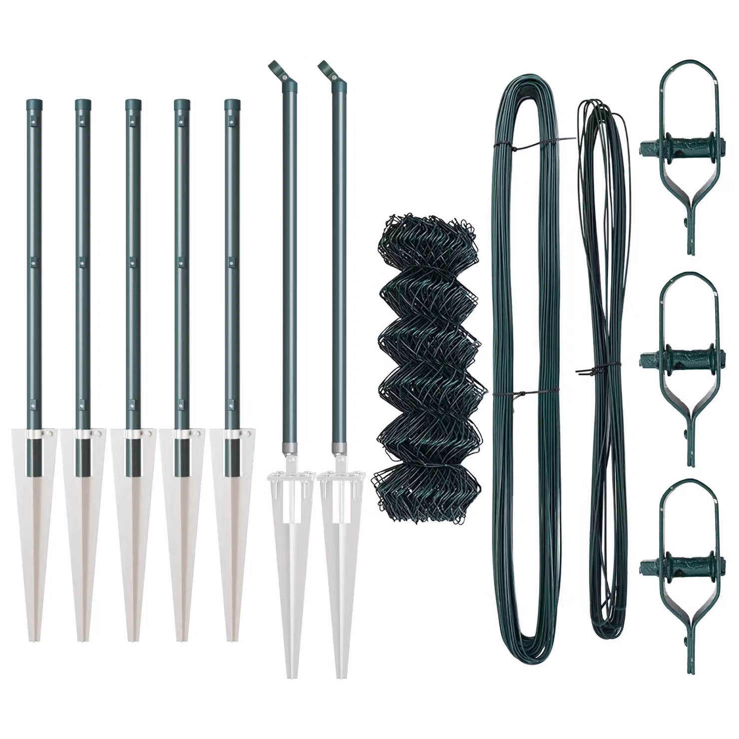 Berkfield Home Green Galvanised Steel Chain Link Fence with 7 Spike Posts, W: 10 m, H: 0.8 m – 2
