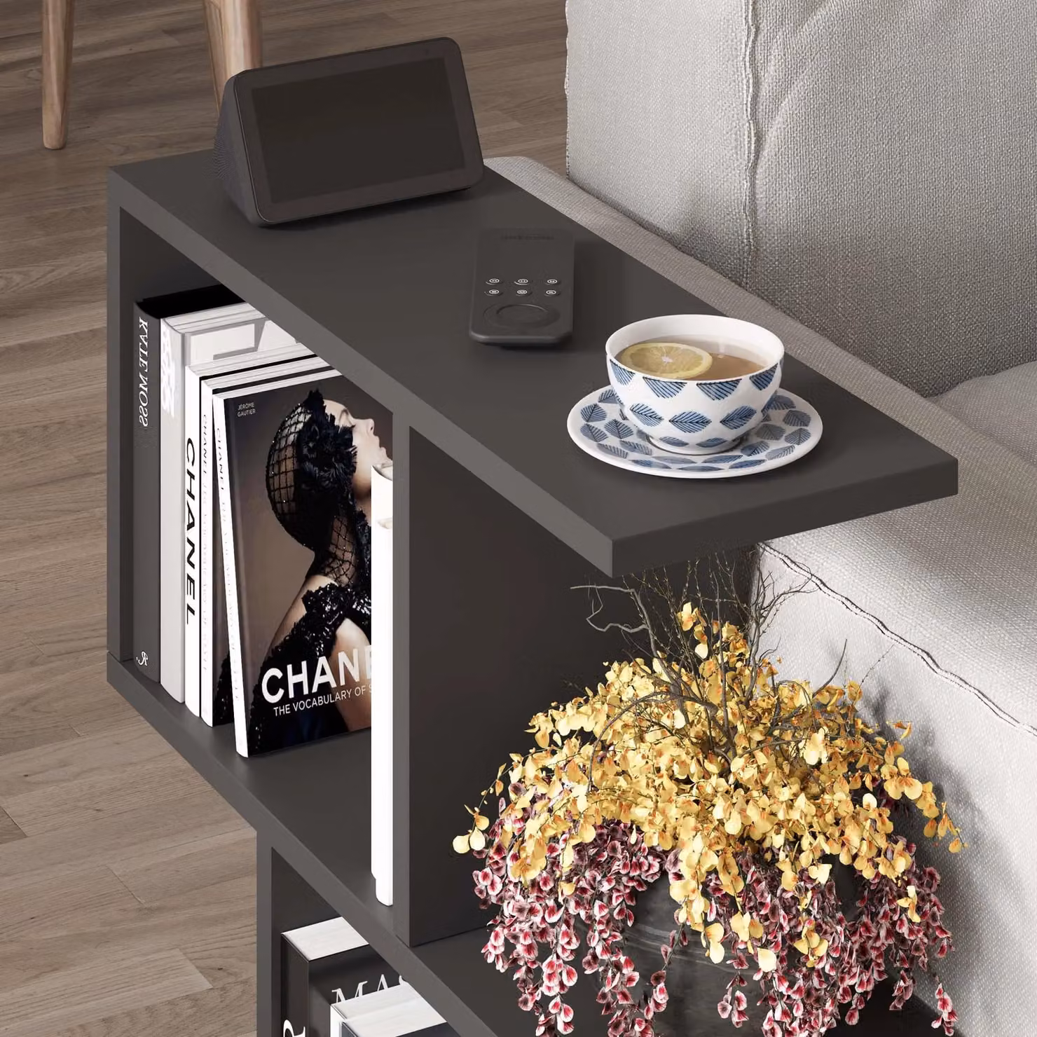 Decortie Modern Square Side Table in Anthracite Black, W/D/H: 60 x 60 x 19.5 cm – 3