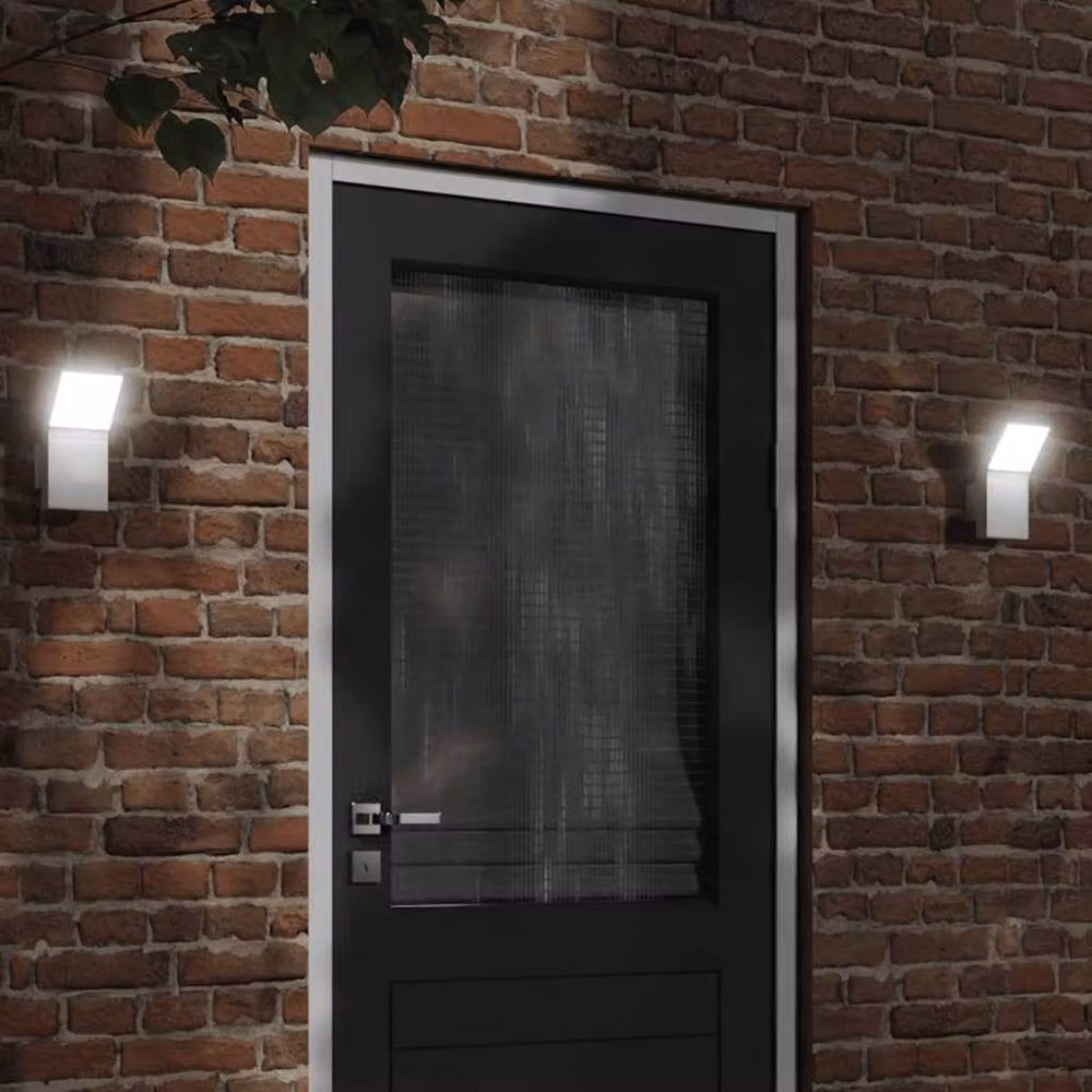 Berkfield Home Set of 2 Modern White LED Outdoor Wall Lights in Die-cast Aluminium – 1