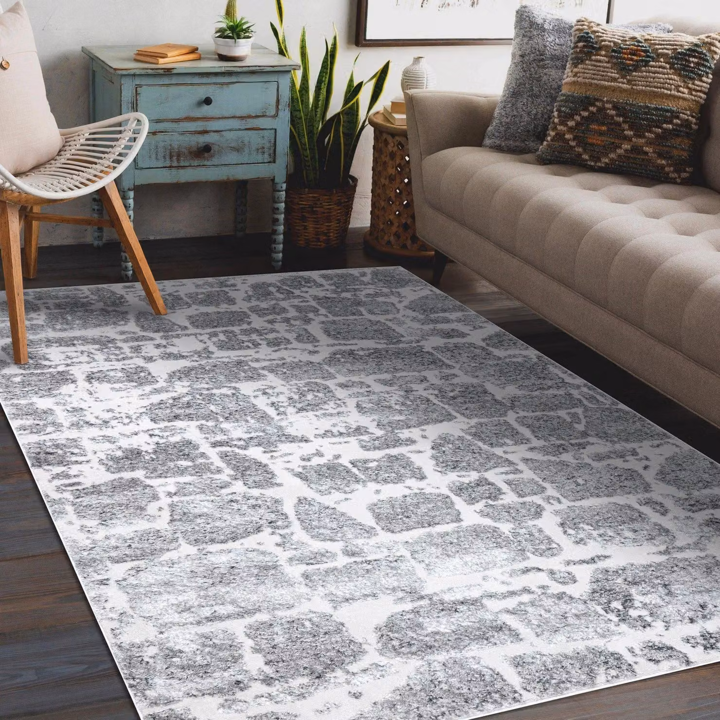 RugsX Mefe Modern Grey Rectangular Rug, W: 160 cm, D: 220 cm – 2