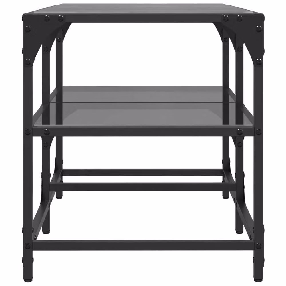 Berkfield Home Industrial Coffee Table with Black Glossy Glass Top, W/D/H: 78.5 x 40 x 45 cm – 4