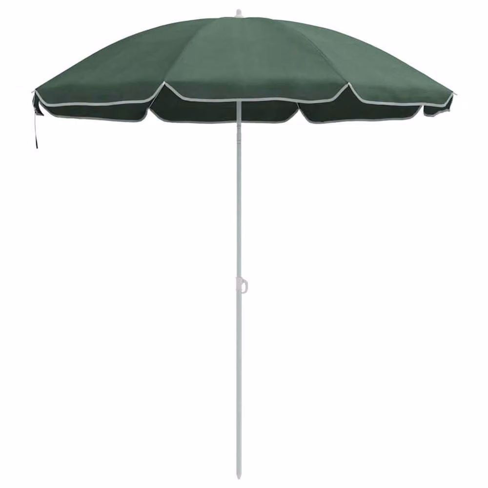 Berkfield Home Green Beach Parasol with Metal Pole and Polyester Canopy, W: 161 cm, D: 193 cm – 3
