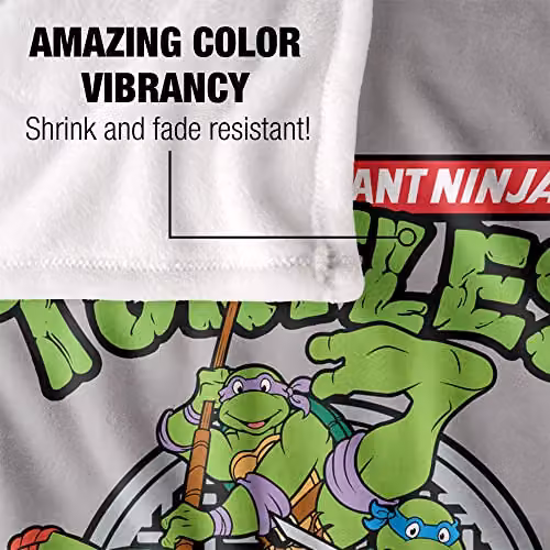 LOGOVISION Teenage Mutant Ninja Turtles TMNT Group Silky Touch Super Soft Fleece Throw Blanket, White, W/D/H: 152 x 127 cm – 3