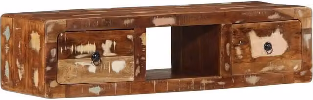Berkfield Home Wall-mounted TV Cabinet in Brown Reclaimed Solid Wood W/D/H: 100 x 32 x 25 cm