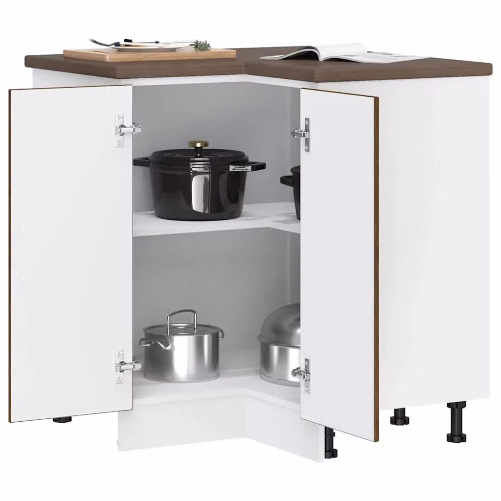Berkfield Home Lucca Brown Oak Kitchen Corner Base Cabinet with Hinged Doors – 2