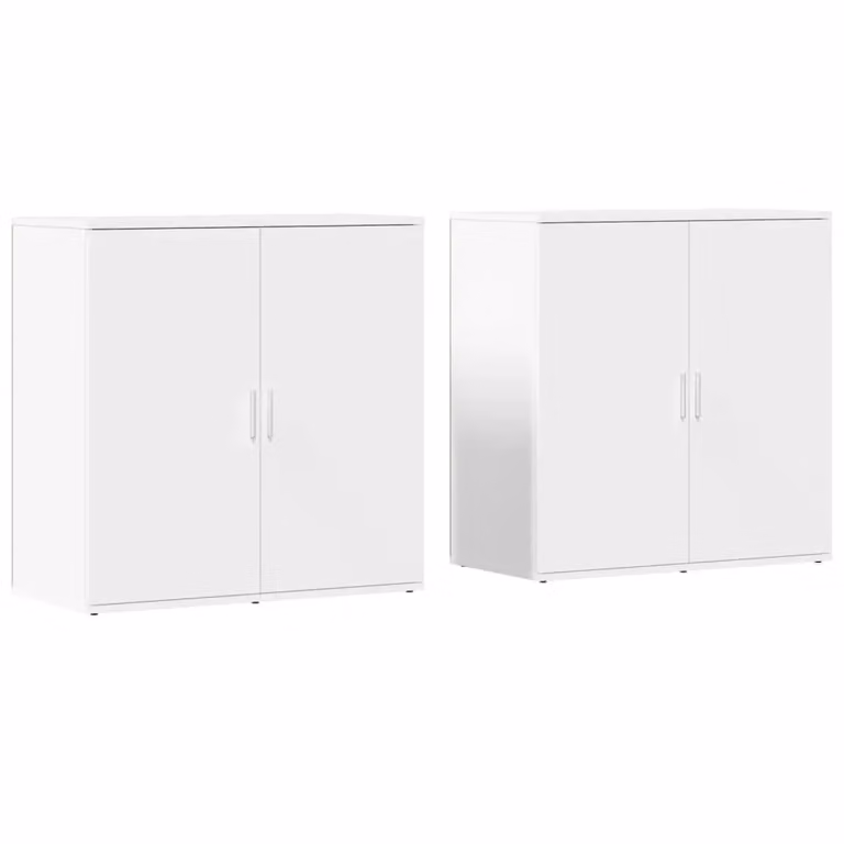 Berkfield Home Set of 2 White MDF Sideboards, W/D/H: 79 x 38 x 80 cm