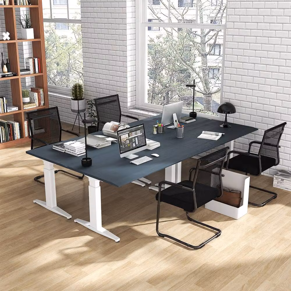 Costway Set of 4 Stackable Mid Back Office Reception Guest Chairs in Black Fabric – 8