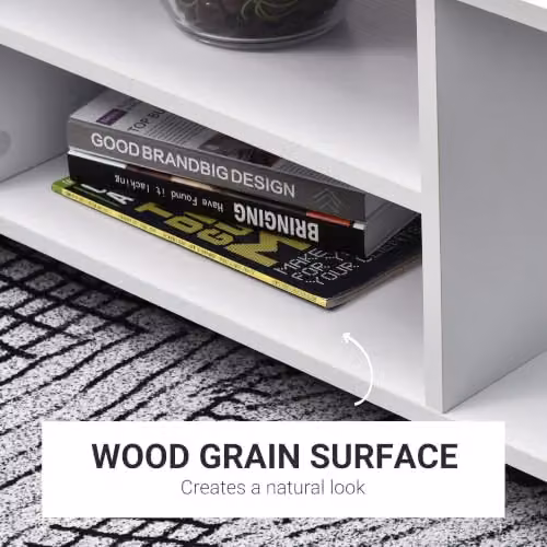 HOMCOM Modern White Wood TV Cabinet Stand with Storage Shelves and Castors, W/D/H: 80 x 40 x 40 cm – 3