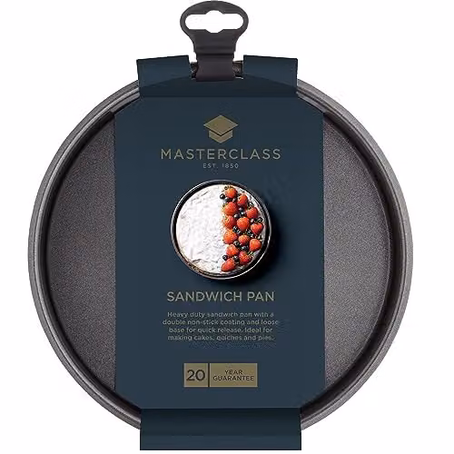 MasterClass Non-Stick Loose Base Round Carbon Steel Cake Tin, Grey, 20cm – 2