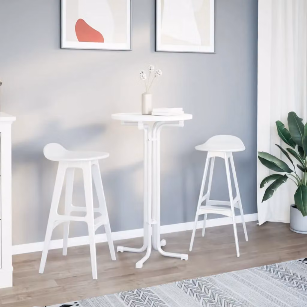 Berkfield Home Modern Rectangular Dining Table in White with MDF and Metal Sled Base, W: 110 cm, D: 60 cm, H: 60 cm – 2