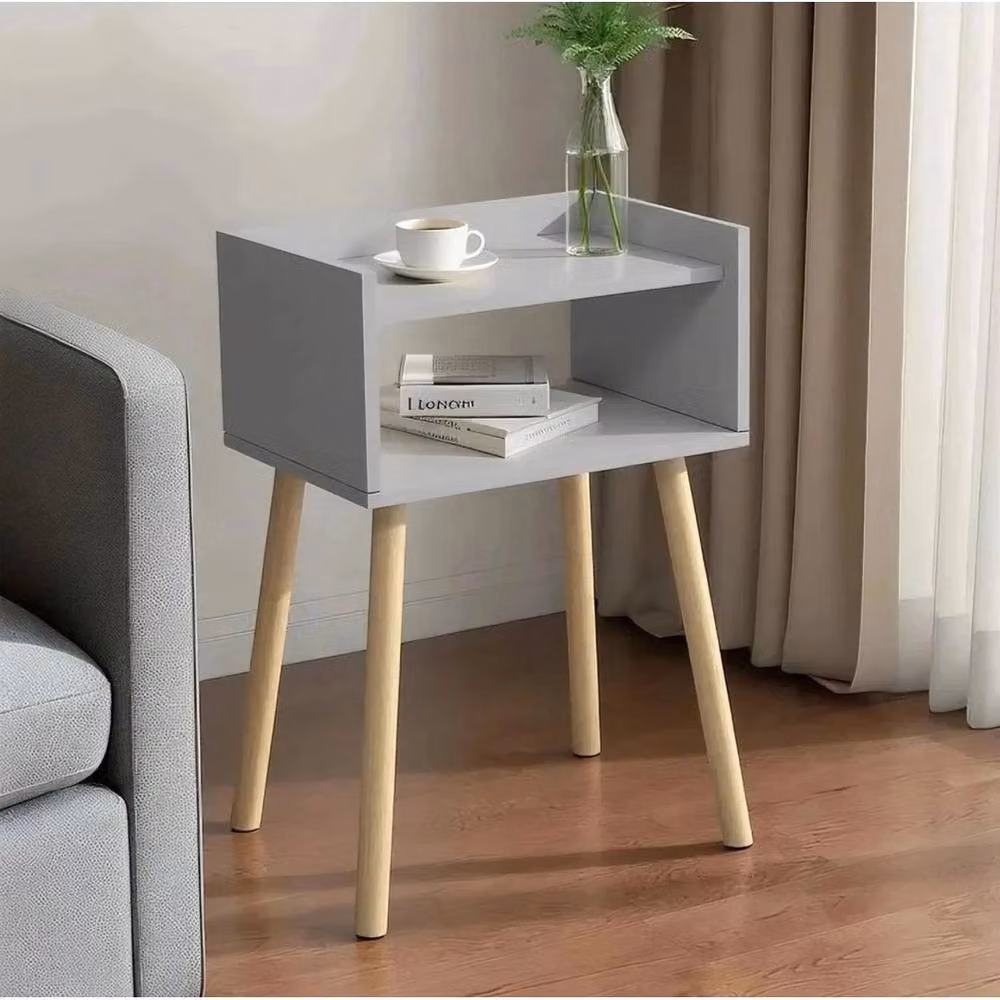 KORVIXA Modern Grey Wooden Bedside Table W/D/H: 60 x 30 x 30 cm – 2