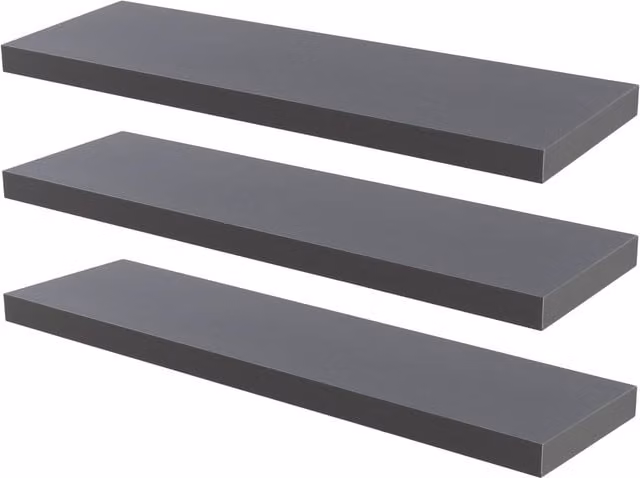 Harbour Housewares Set of 3 Grey Floating Wall Shelves with Integrated Lighting, W: 100 cm – 1