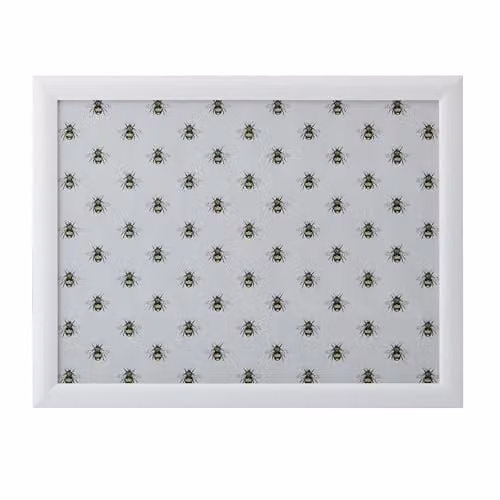 Creative Tops Bee Print Lap Tray with Bean Bag Cushion, Grey, W: 44 cm, D: 34 cm, H: 6 cm