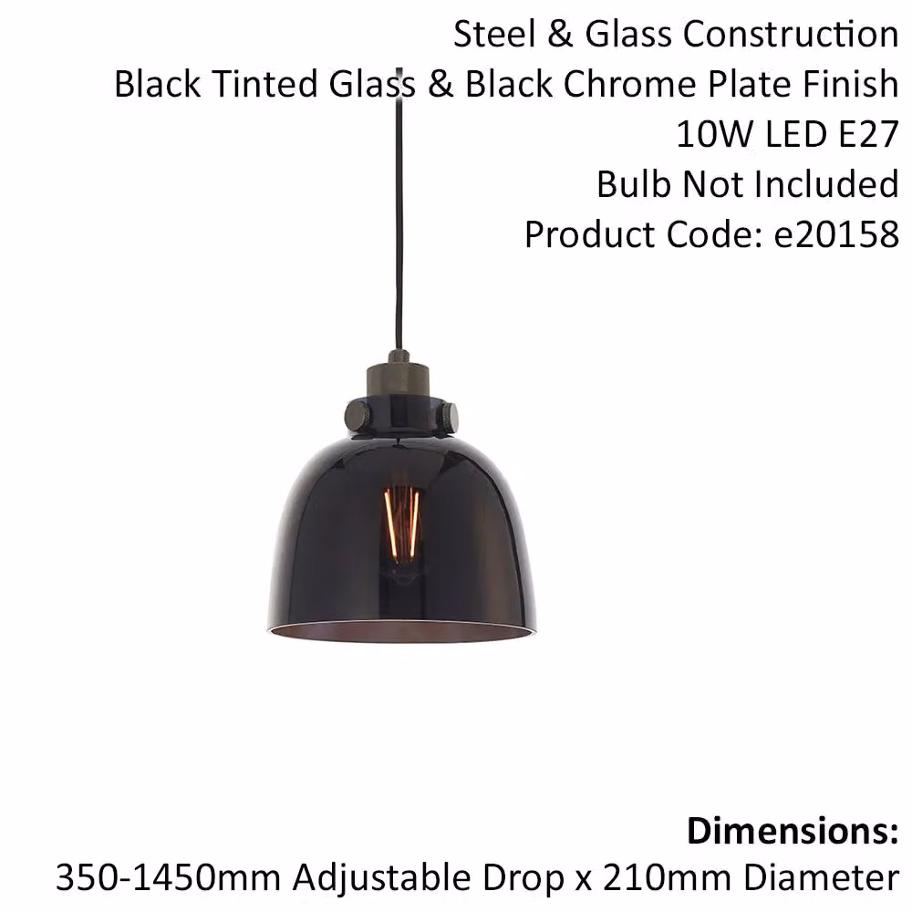 Loops Industrial LED Ceiling Pendant Light in Black with Glass Dome – 2