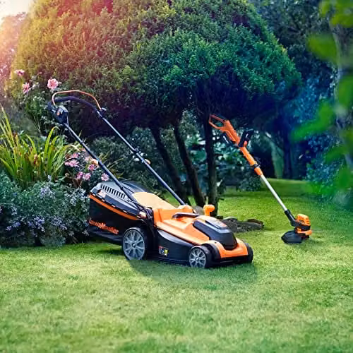 LawnMaster MX 24V 37cm Cordless Lawnmower and Strimmer Set in Orange – 3