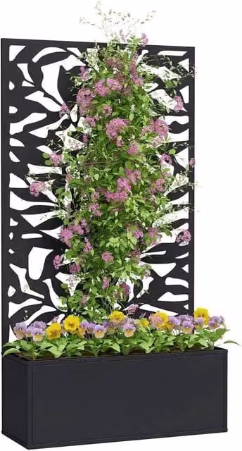 Kelvenix Metal Raised Garden Bed with Trellis in Black – 1