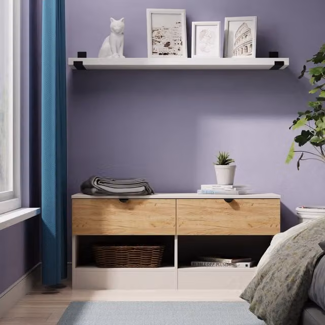 Bora Ready Assembled 2 Drawer Bed Box in Gold Craft Oak and Kashmir