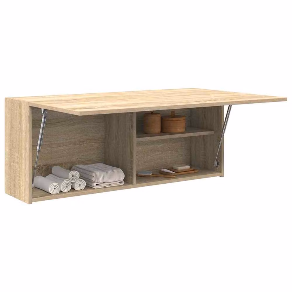 Berkfield Home Sonoma Oak Bathroom Wall Cabinet in Beige, W/D/H: 100 x 25 x 40 cm – 2
