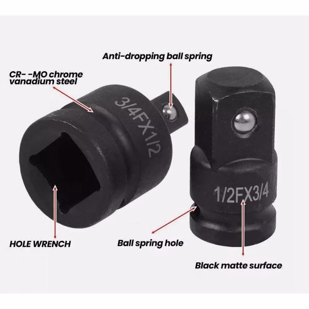 SPETLEK 6 Piece Impact Socket Adapter and Reducer Kit in Black Stainless Steel – 6