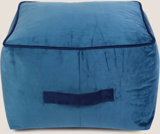 Kaikoo Velvet Square Cube Pouffe in Petrol Turquoise