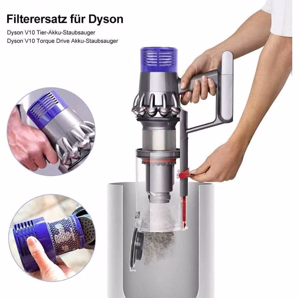 FLAVORA 4x Filter Set for Dyson V10 Cyclone SV12, Purple – 5