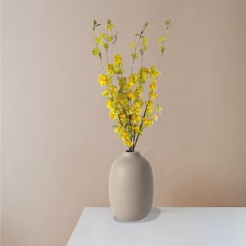 Pegdev Pack of 6 Yellow and Pink Blossom Spray Stems with Silk and Plastic Flowers, 100 cm Wired Shapable Floral Stems for Wedding Arrangements and Decorations – 2
