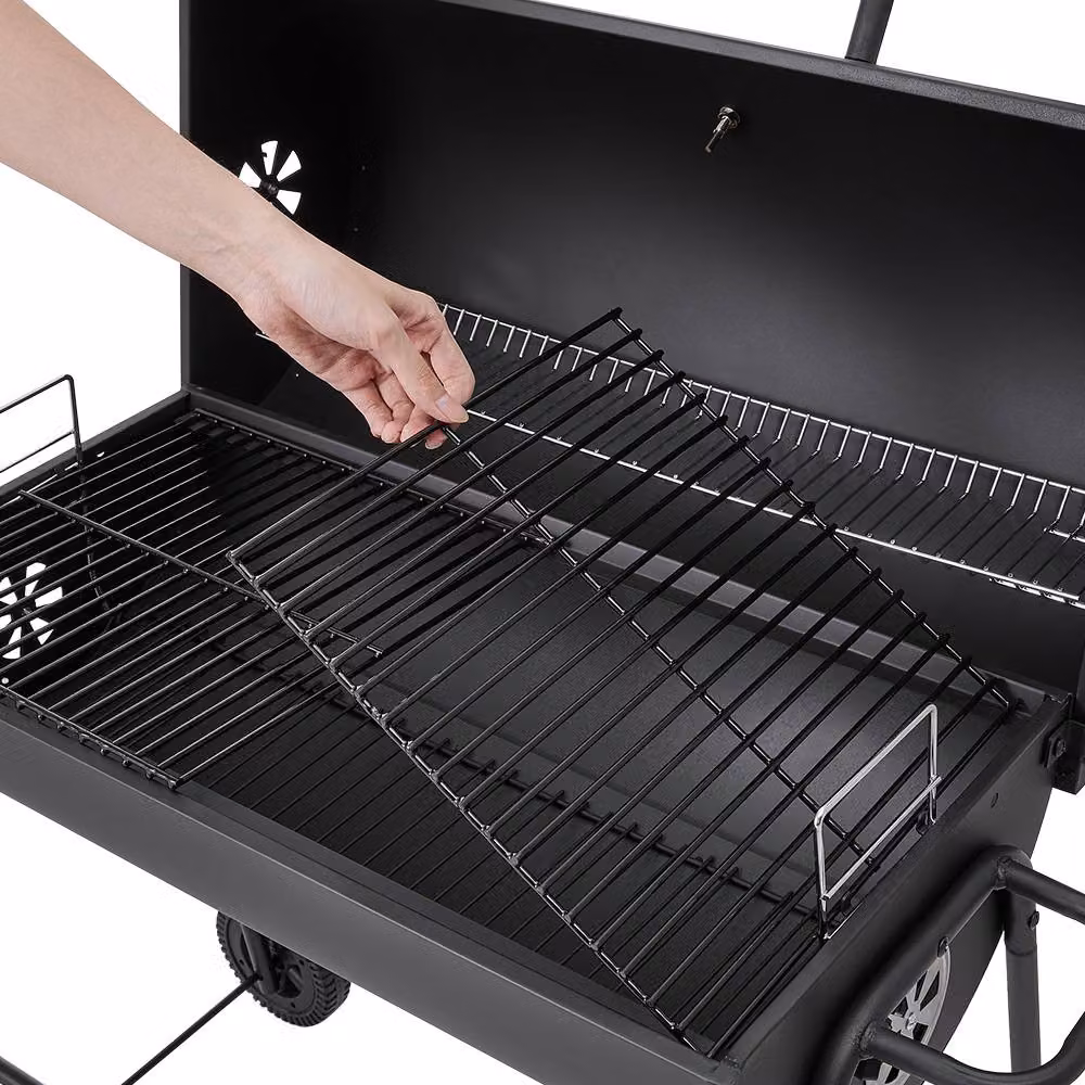 Living and Home Steel Charcoal Garden Grill with Wheels in Black, W/D/H: 79 x 68 x 90 cm – 3