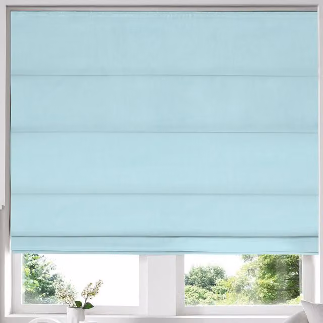 Simply Collection Made to Measure Blackout Roman Blind in Duckegg Blue Cotton Panama