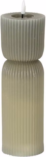 Lemon Pavilion Natural Glow Carved LED Pillar Candle, Grey, H x W x D: 24 x 7 x 7 cm – 1