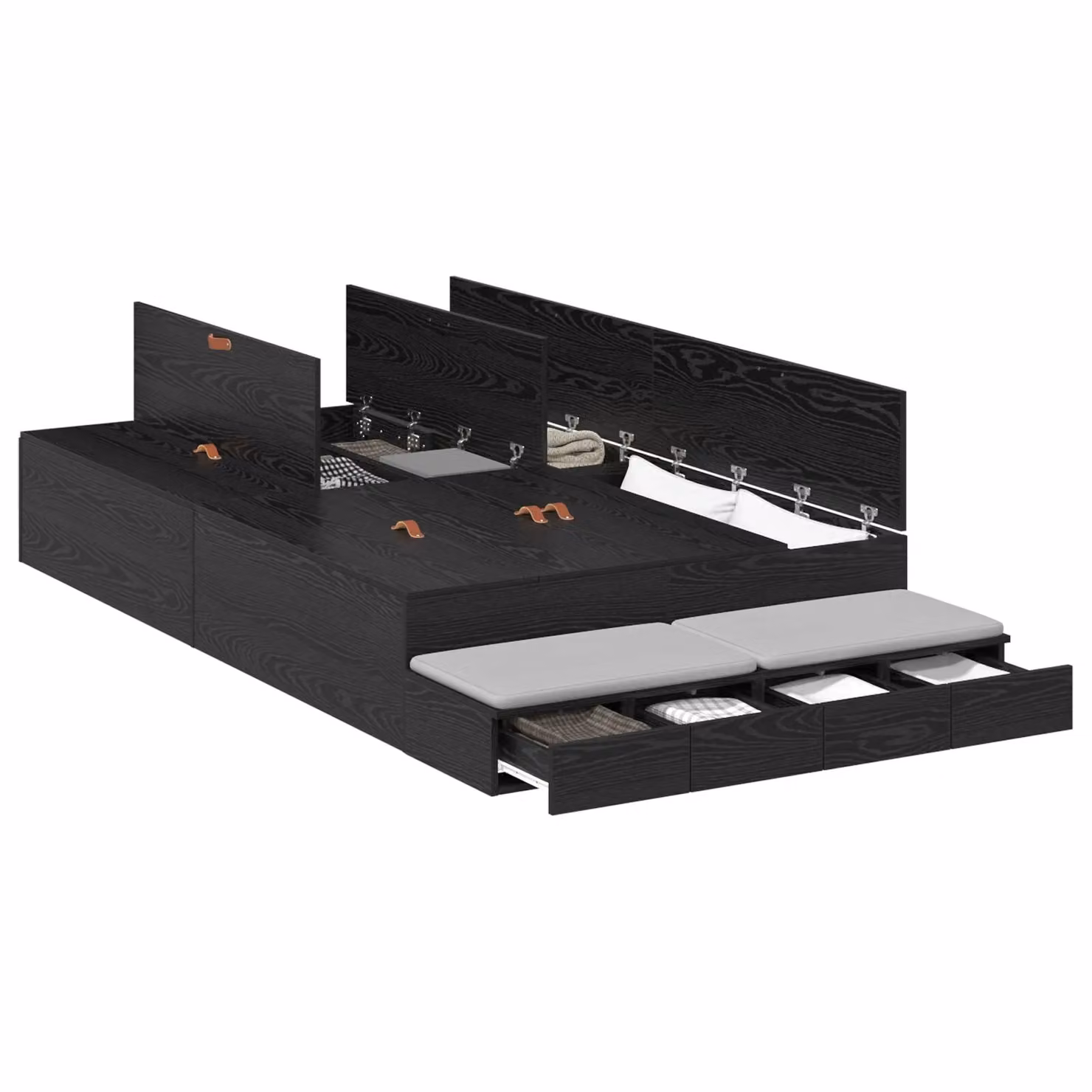 Berkfield Home Modern Storage Bed Frame with Drawers, Black Oak, W/D/H: 120 x 200 x 31.5 cm – 2
