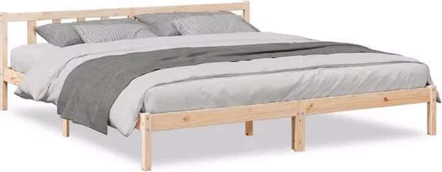 Berkfield Home Extra Long Solid Wood Pine Bed Frame in Light Tan, W/D/H: 200 x 220 cm
