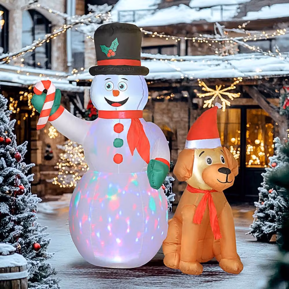 OUTSUNNY 6ft White Inflatable Christmas Decoration with Built-in LED Light – 2