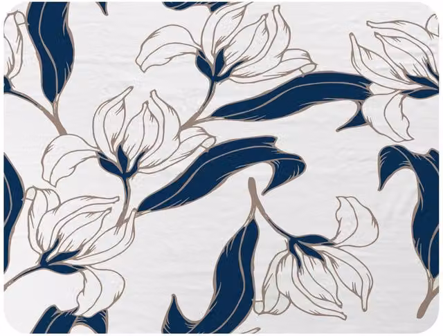 Benjamin Tate Design Floral Fleece Blanket in White, Blue and Sand, W/D/H: 120 x 150 cm – 2