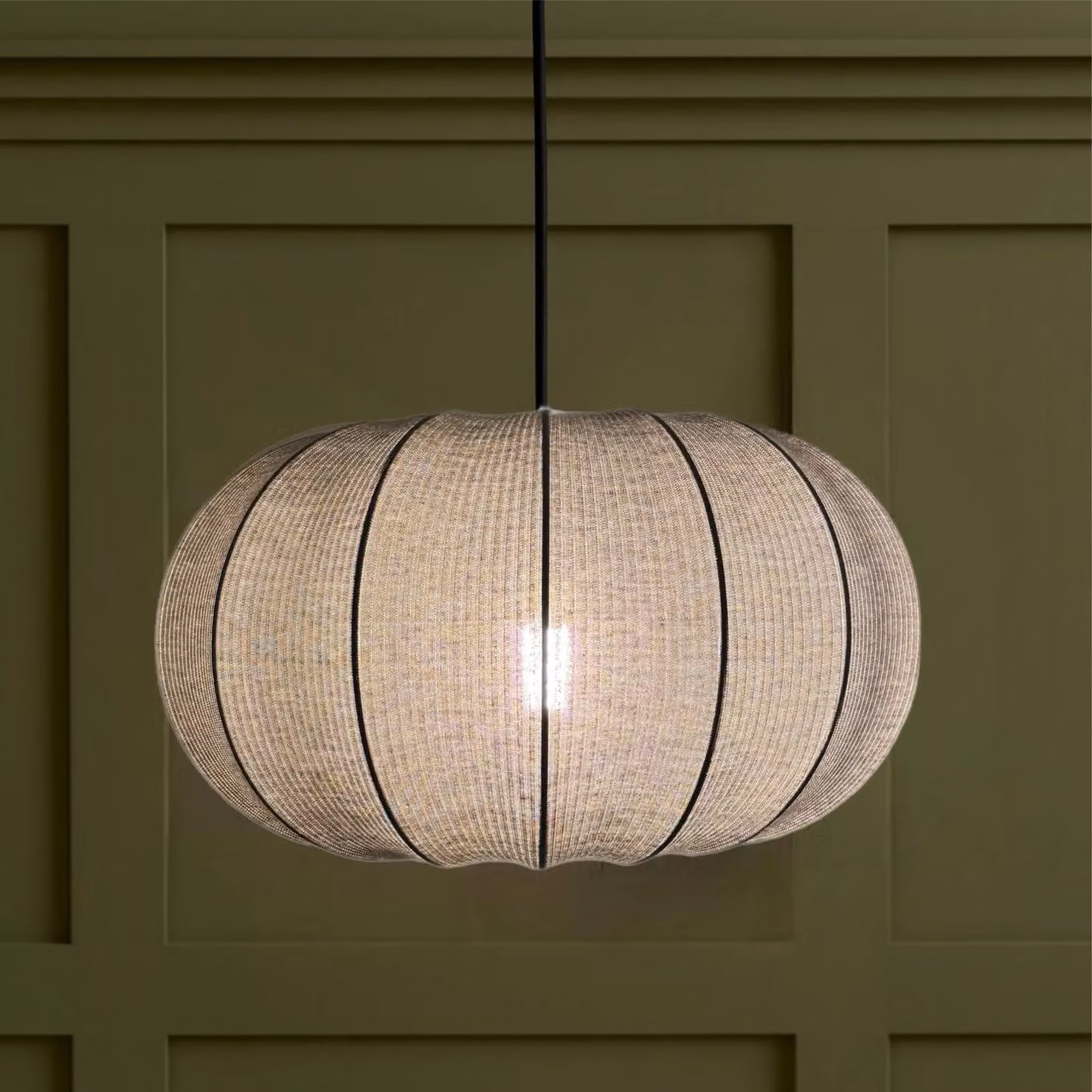 CGC Lighting Lila Grey Oval Ribbed Cotton Fabric Lampshade – 1