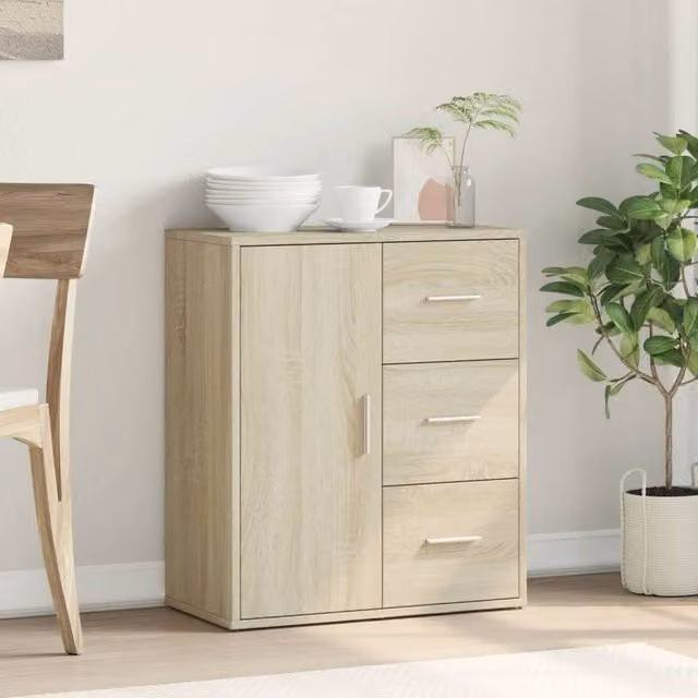 Berkfield Home Sonoma Oak Sideboard in Light Oak, W/D/H: 60 x 31 x 70 cm