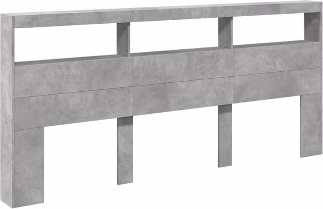 Berkfield Home Modern Headboard Cabinet with Integrated LED Lighting in Matt Concrete Grey, W/D/H: 220 x 17 x 102 cm – 1
