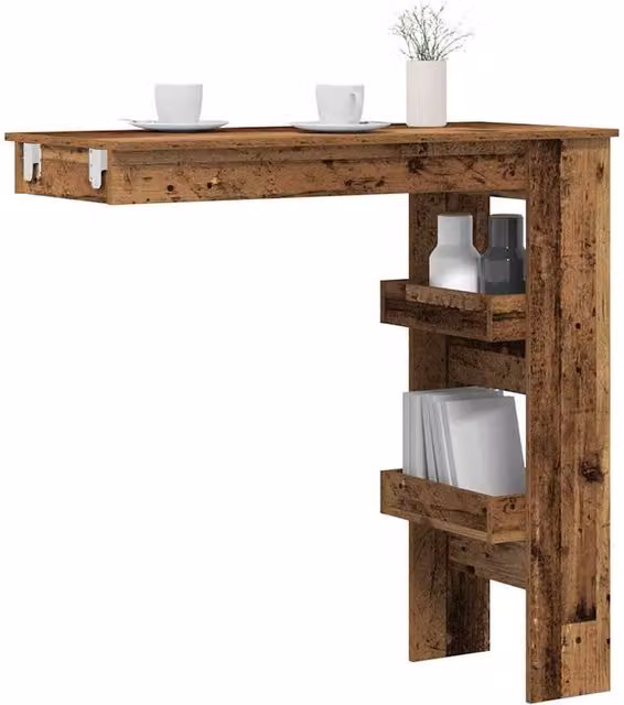 Berkfield Home Wall Bar Table in Old Wood Brown, W/D/H: 102 x 45 x 103.5 cm – 1