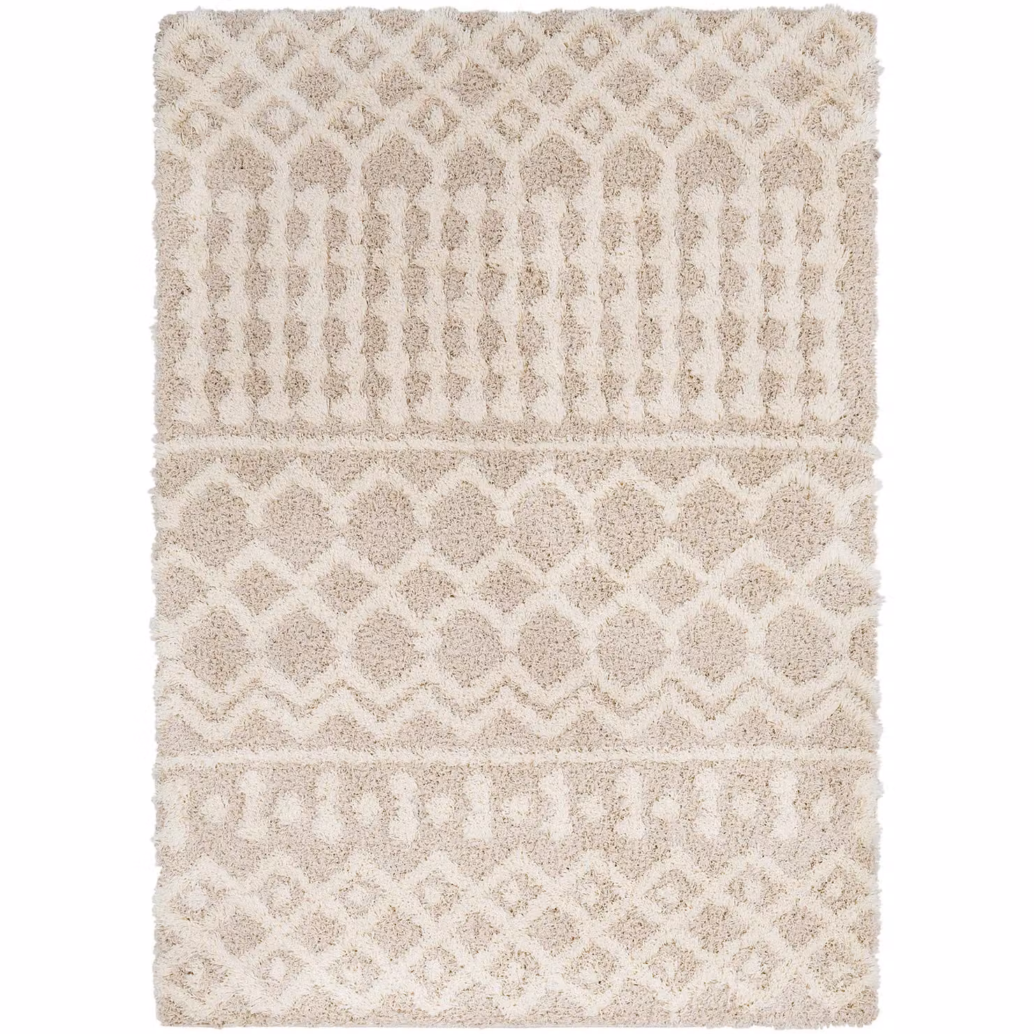 Livabliss Urban Geometric Shag Rug in Beige, Blue, Pink and Grey, W/D/H: 130 x 190 cm – 1