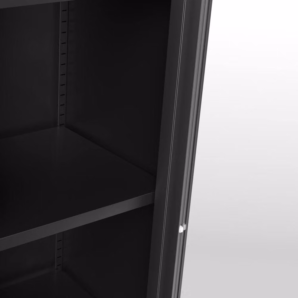 Wyld Haus Frank Black Steel Cabinet with Glass Doors and Internal Shelves, H 180.5 x W 37.0 x D 35.0 cm – 4