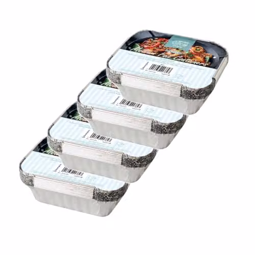 Love To Cook Silver Rectangular Aluminium Food Cooking Foil Trays with Lids, 36 Pack
