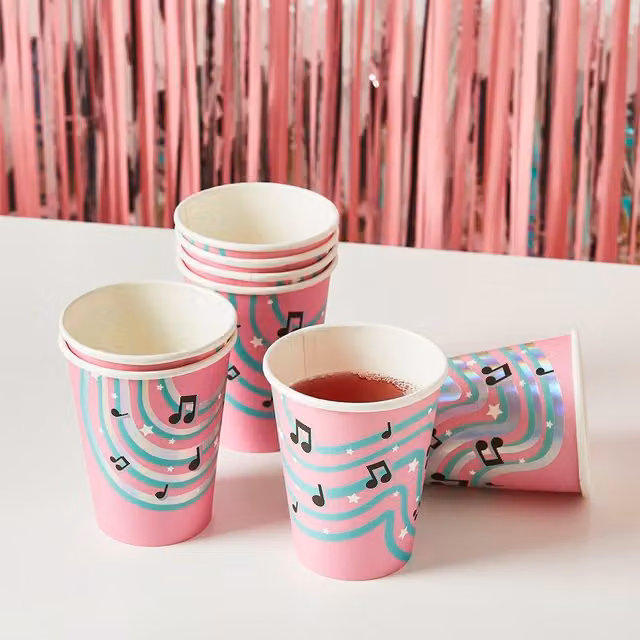 Club Green Musical Note Paper Cups, Multicolour, Pack of 8