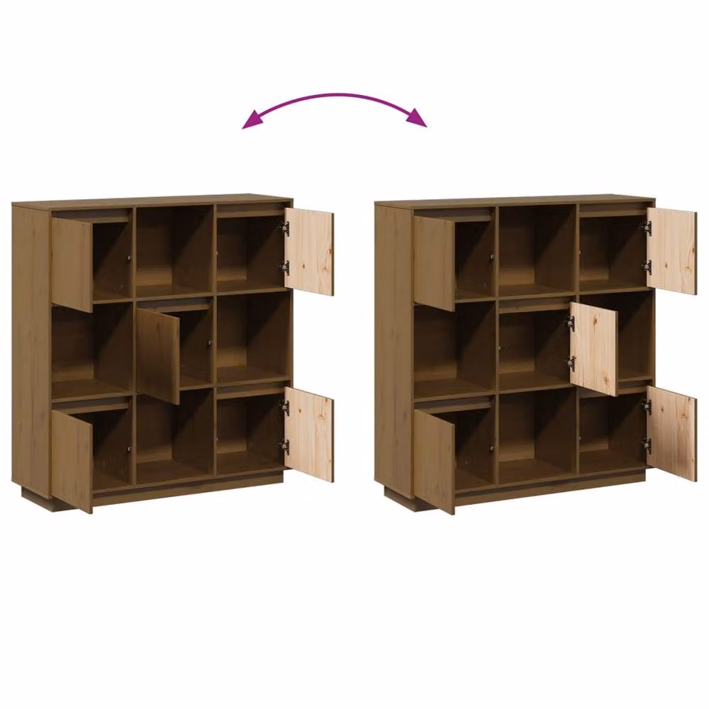 Berkfield Home Highboard in Honey Brown Solid Pine Wood, W: 110.5 cm, D: 35 cm, H: 117 cm – 5