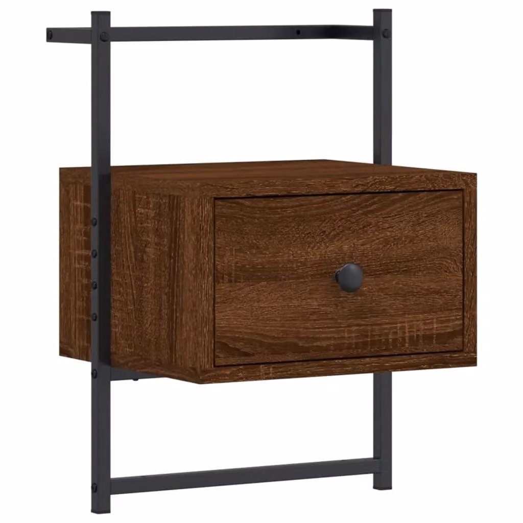 Berkfield Home Wall-mounted Bedside Cabinet in Brown Oak, W: 35 cm, D: 30 cm, H: 51 cm – 2
