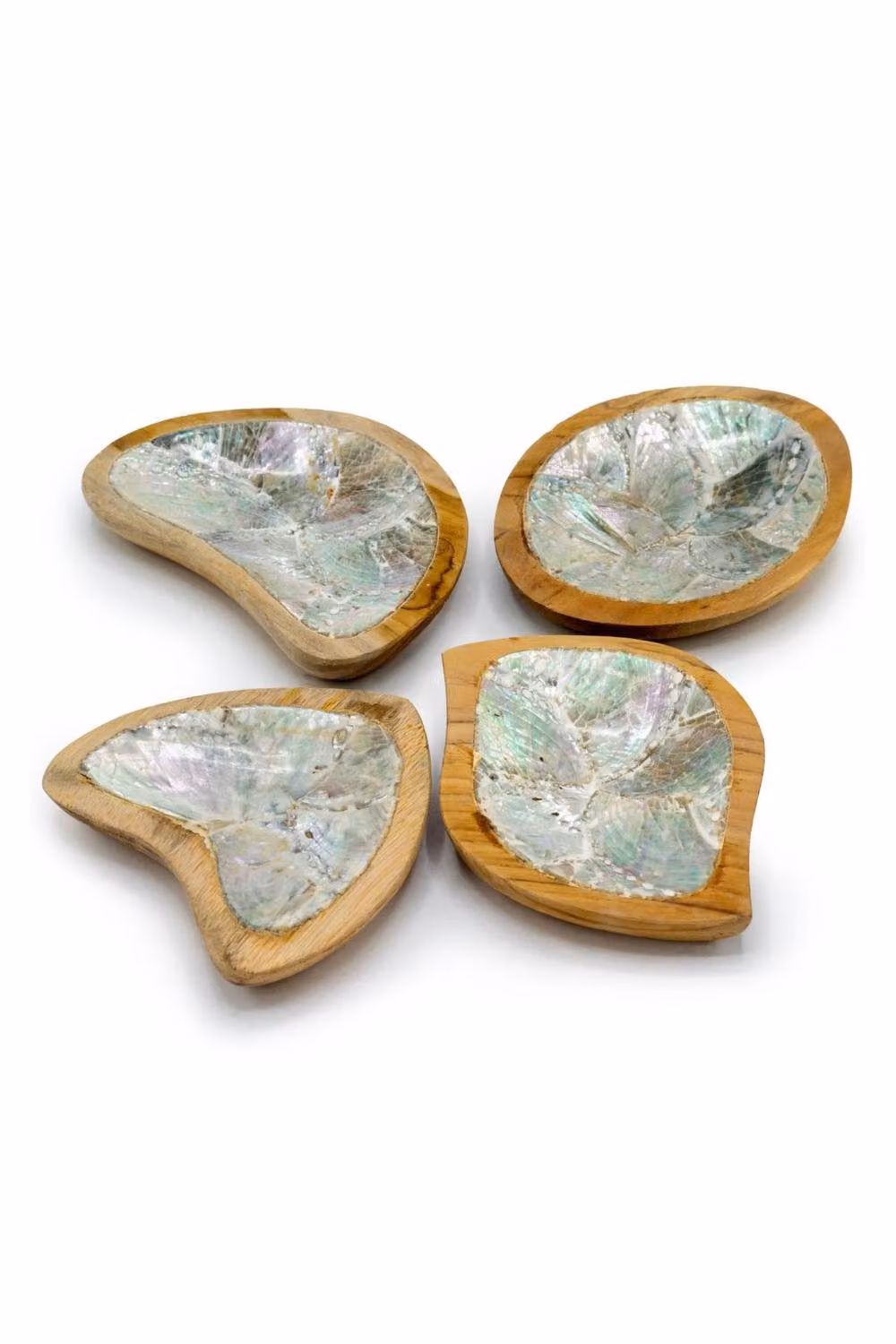KDMD Set of 4 Teak Mini Bowls with Shell Decor in Brown and Multicolour – 2