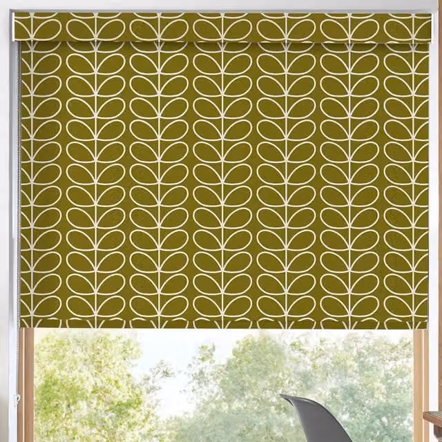 Orla Kiely Linear Stem Translucent Made to Measure Roller Blind in Seagrass Green and Yellow