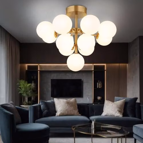 Globo Lighting Modern Gold and Glass Sphere Ceiling Light for Living Rooms, Diameter: 56 cm, 13 Bulbs – 3